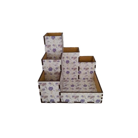 Suport birou HDF printat - 6 compartimente, lavanda, 14.6x14.6cm,  DW23040