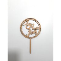 Topper HDF printat - "La multi ani!" rotund, 16x9 cm, auriu  DW24143