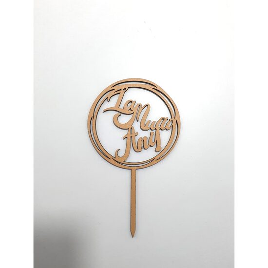 Topper HDF printat - "La multi ani!" rotund, 16x9 cm, auriu  DW24143