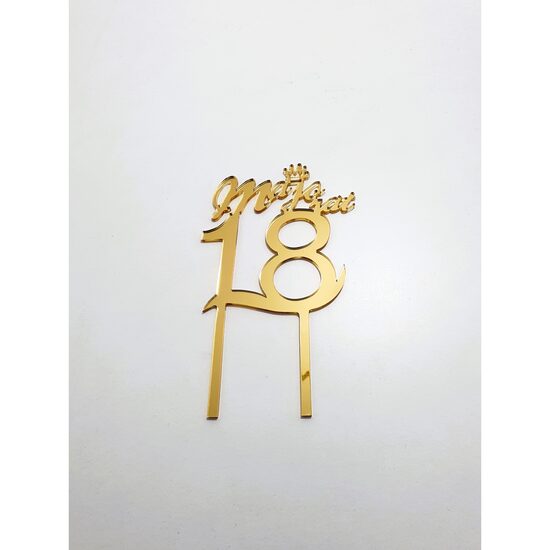 Topper PLEXI - "18 Majorat", 16x10 cm, auriu oglinda, DW24132