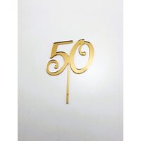 Topper PLEXI - "50", 14.5x10 cm, auriu oglinda, DW24134