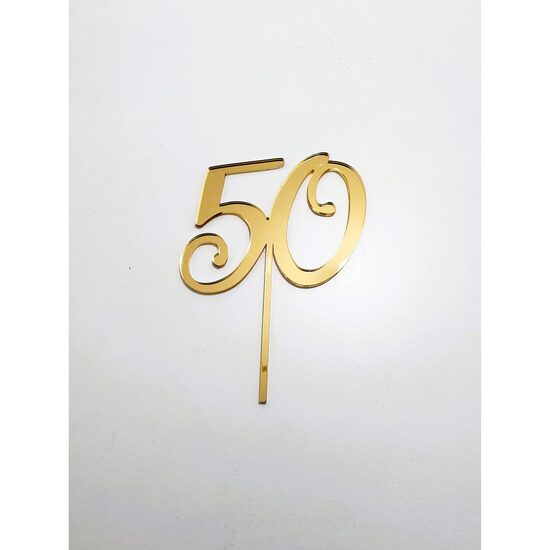 Topper PLEXI - "50", 14.5x10 cm, auriu oglinda, DW24134