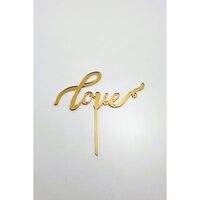 Topper PLEXI - "Love" 9x8 cm, auriu oglinda, DW24130