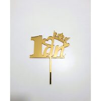 Topper PLEXI - "1 An"  16x12 cm , auriu oglinda, DW24137