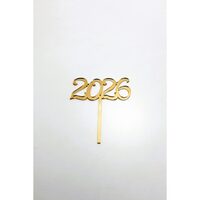 Topper PLEXI - "2026", 11x10 cm, auriu oglinda, DW24133