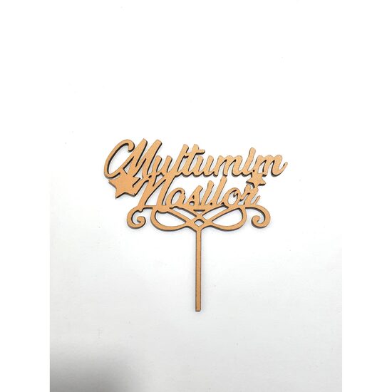 Topper HDF printat - "Multumim Nasilor" 12x11 cm , auriu, DW24139