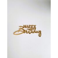 Topper PLEXI - "Happy Birthday" 9x4 cm, auriu oglinda, DW24144