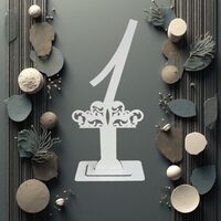 Decoratiune HDF- Numar masa cu picior ''1'' , 40 cm, alb, DW27122