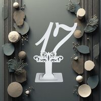 Decoratiune HDF- Numar masa cu picior ''17'' , 40 cm, alb, DW27174