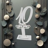 Decoratiune HDF- Numar masa cu picior ''10'' , 40 cm, alb, DW27167