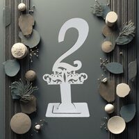 Decoratiune HDF- Numar masa cu picior ''2'' , 40 cm, alb, DW27159