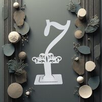 Decoratiune HDF- Numar masa cu picior ''7'' , 40 cm, alb, DW27164