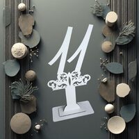 Decoratiune HDF- Numar masa cu picior ''11'' , 40 cm, alb, DW27168