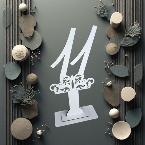 Decoratiune HDF- Numar masa cu picior ''11'' , 40 cm, alb, DW27168