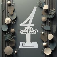 Decoratiune HDF- Numar masa cu picior ''4'' , 40 cm, alb, DW27161