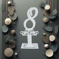 Decoratiune HDF- Numar masa cu picior ''8'' , 40 cm, alb, DW27165