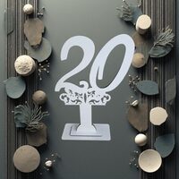 Decoratiune HDF- Numar masa cu picior ''20'' , 40 cm, alb, DW27177