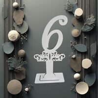 Decoratiune HDF- Numar masa cu picior ''6'' , 40 cm, alb, DW27163