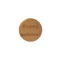 Topper PLEXI - Rotund "Happy Birthday" 6 cm, auriu, DW24154