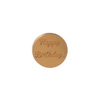 Topper PLEXI - Rotund "Happy Birthday" 6 cm, auriu, DW24155
