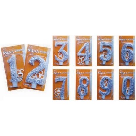 LUMANARE MEGA 10 CM ARGINTIU CIFRA "9" 01.36090